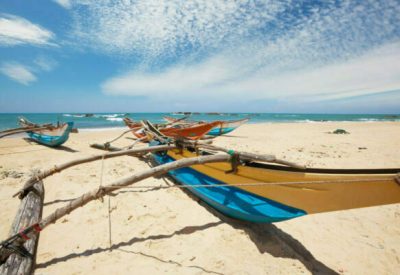 Fishing boat on the beach in Sri Lanka