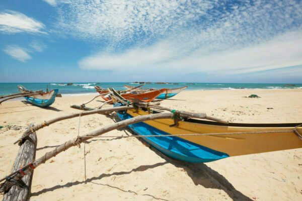 Fishing boat on the beach in Sri Lanka